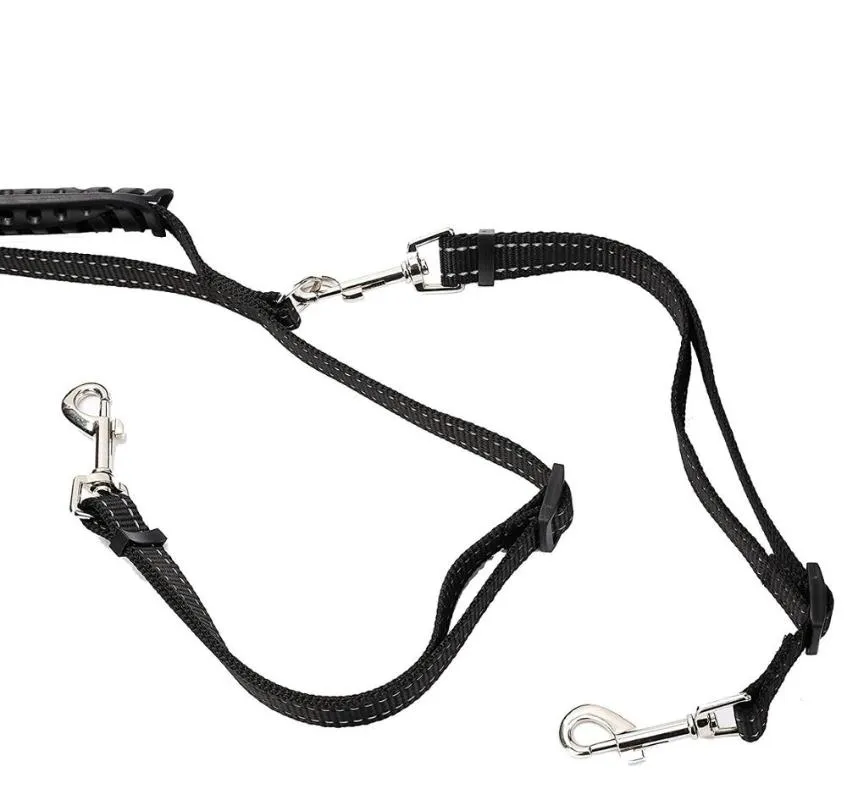 Dog Collars & Leashes Pet One Tow Two Leash Double Handle Reflective Supplies