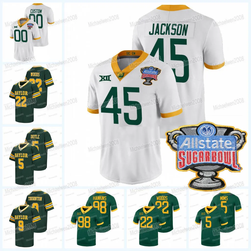 NCAA Baylor Bears 2022 Sugar Bowl College Football Jersey JT Woods Jalen Pitre Abram Smith R.J. Sneed Dillon Doyle Siaki Ika Josh