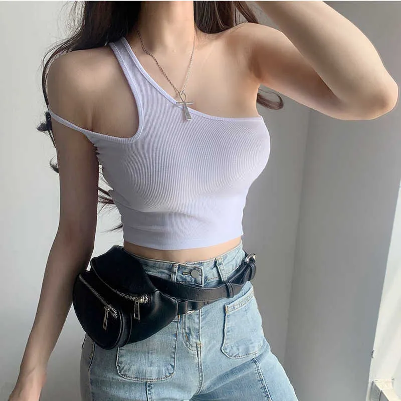 Womengaga Fashion Strapless Hollowed Out Bottom Sexy Navel Kort Topp Tank European Girl Kvinna Base Vest N98a 210603