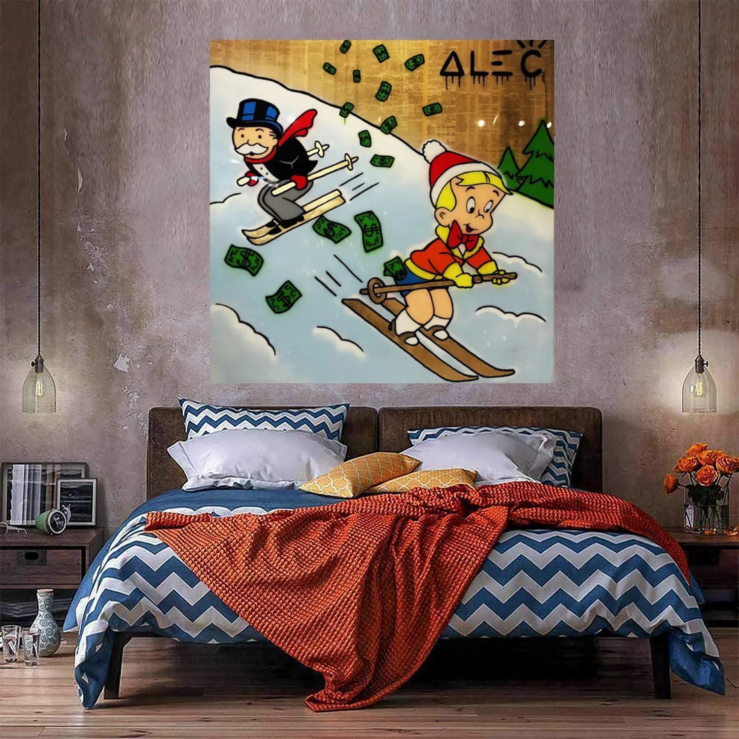 Bogaty wystrój domu narciarskiego ogromny obraz olejny na płótnie rękodzieła / HD Print Wall Art Pictures Dostosowywanie jest dopuszczalne 21052027
