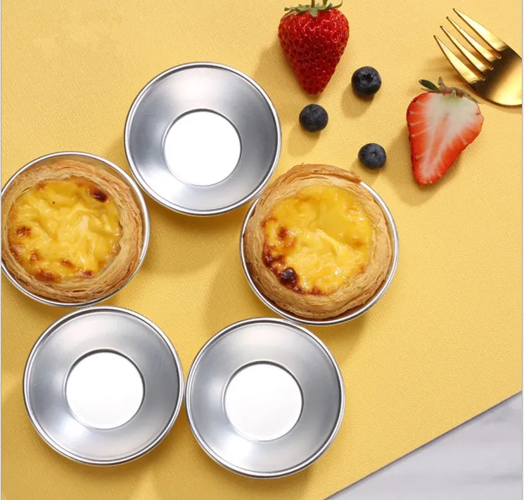 7CM Oeuf Tartes Moule Réutilisable Rond En Alliage D'aluminium Moules pour Cuisson À La Vapeur Gâteaux De Riz Tartelettes Custard Étain Gâteau Outils De Cuisson