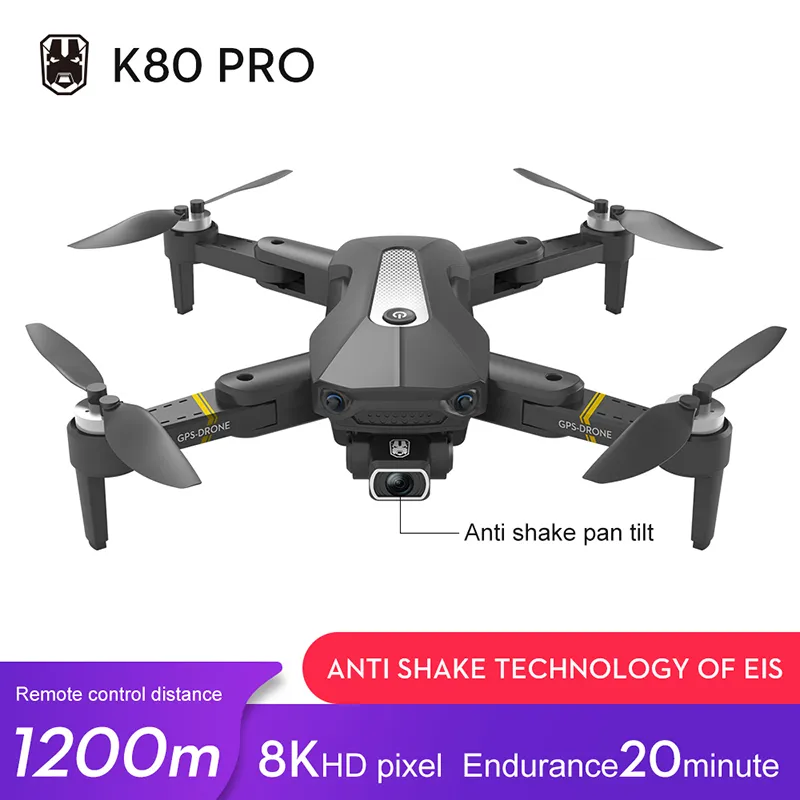 K80 Pro Drone 4K 8K Dual HD-kamera Professionell Aerial Photography Borstlös Motor Fällbar QuadCopter K80 Pro