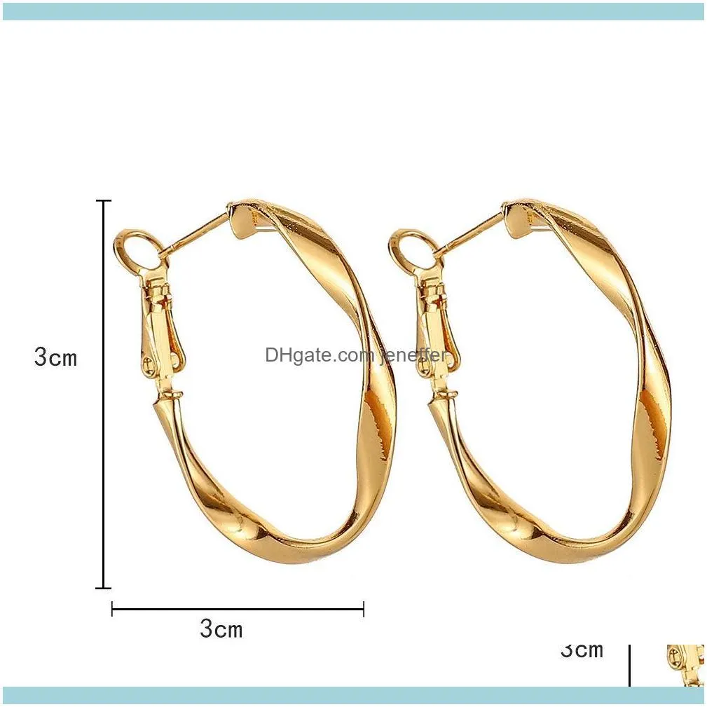 Fashion simple classic twist line cold C-shaped wind niche design Circle Earrings