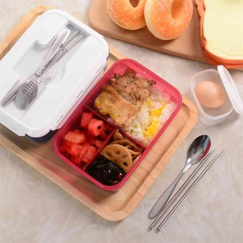 Boîte À Lunch Écologique Bento Avec Vaisselle Bol À Soupe Récipient Alimentaire Pour Enfants Étudiants École Bureau Micro-Ondable 210423