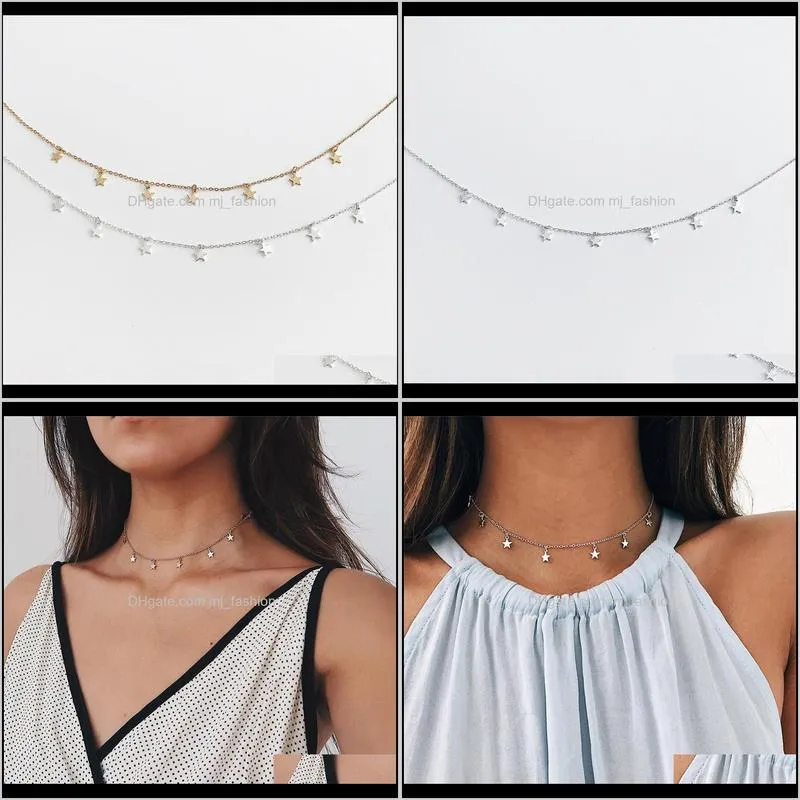 fashion trend long necklace bohemia style gold silver color star moon necklace women boho pendants choker jewelry necklace