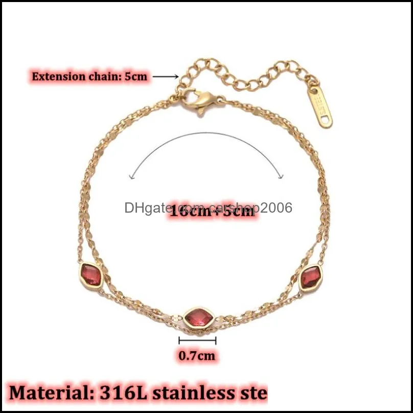 Link, Chain 316L Stainless Steel Fashion Upscale Jewelry 2 Layer Zircon Sexy Red Lips Passionate Lover Bracelets Bangles For Women