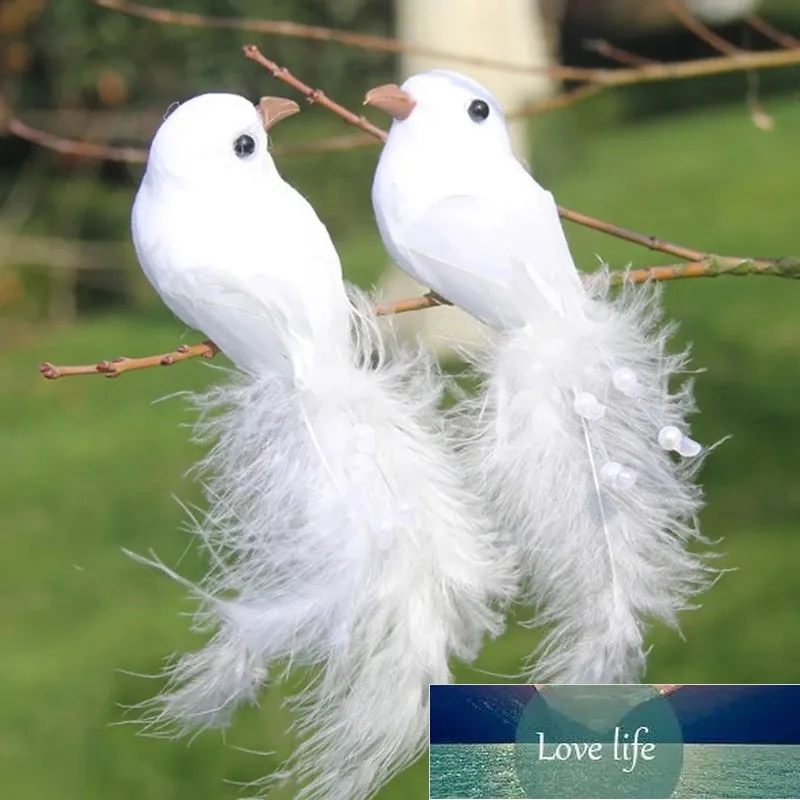 2PCS Artificial White Doves Foam Feather Wedding Ornament Home Craft Table Decor Bird Toy Wedding Decoration Garden accessories Factory price expert design