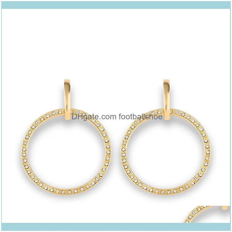 Designers New accessories geometric Circle Earrings women`s diamond crystal alloy earrings
