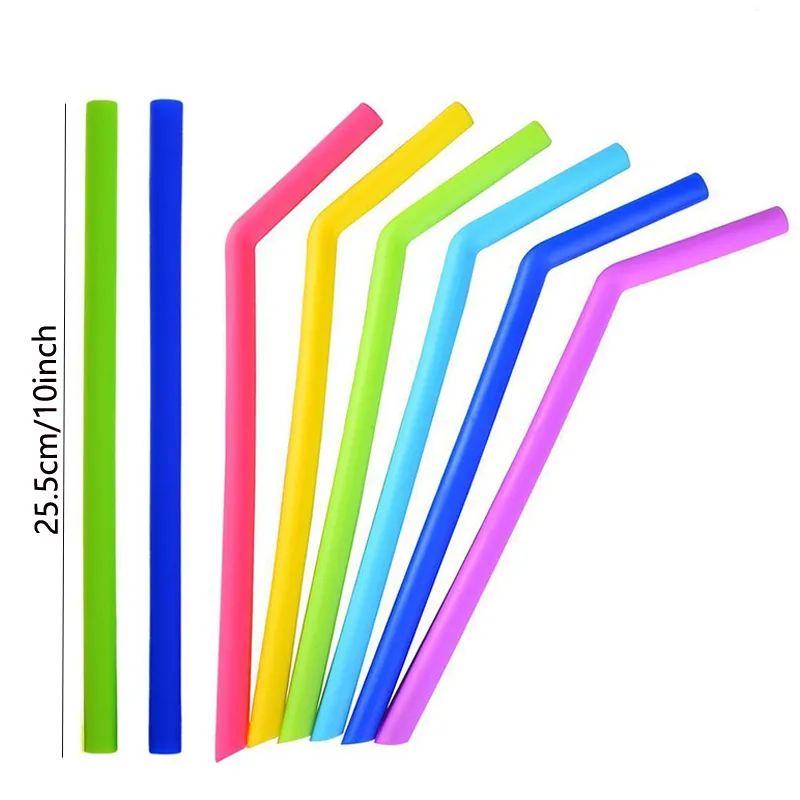 25 cm Kleurrijke Silicone Rietjes Food Grade Straight Benten Stro Fruit Juice Milk Thee Drinkbuis Bar Party Accessoire BH5109 TYJ