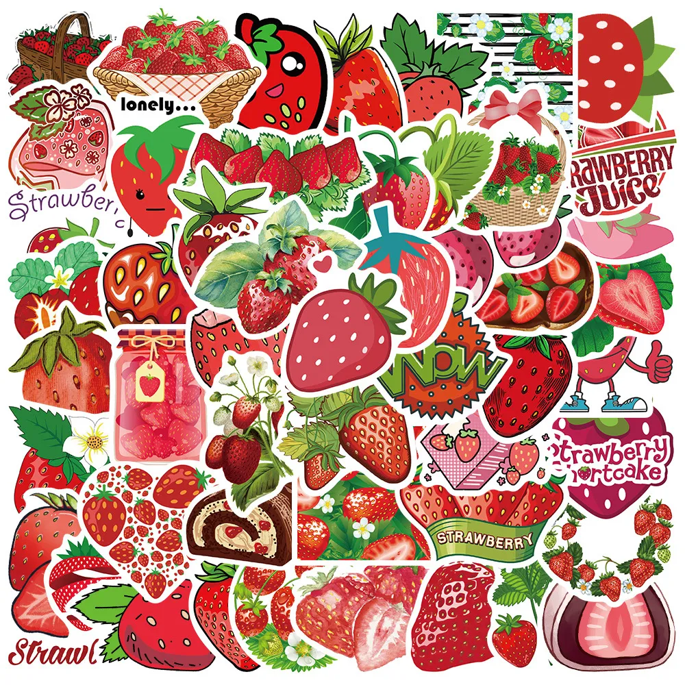 50 PCS Mixed Graffiti skateboard Stickers Cartoon fruit strawberry For Car Laptop Fridge Helmet Pad Bicycle Bike Motorcycle PS4 book Guitar Pvc Decal