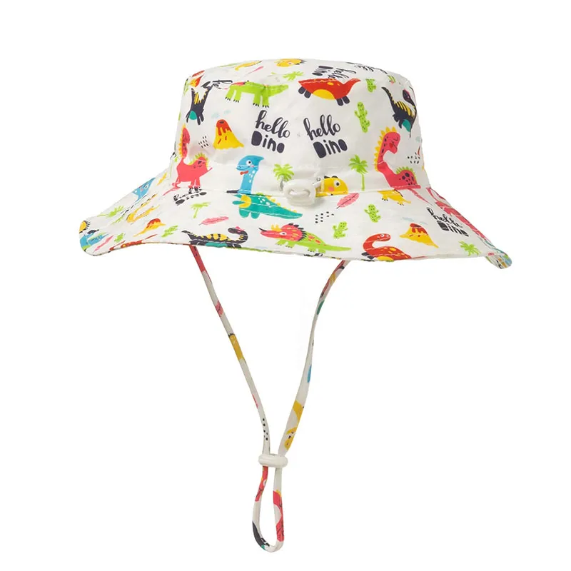 Summer Baby Sun Hat for Girls and Boys Children Outdoor Neck Ear Cover Anti UV Kids Beach Dinosaur Elephant Caps Bucket Cap