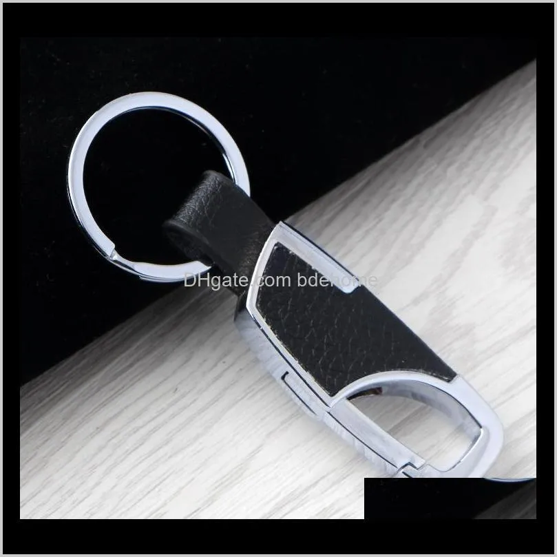 fashion jewelry simple leather metal keychain for men women alloy buckle men black key chain key ring car accessories gifts