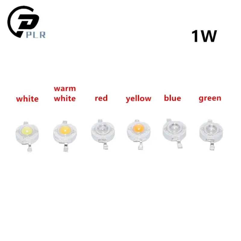 라이트 비드 50pcs 1W 흰색/따뜻한 흰색/빨간색/노란색/파란색/녹색 RGB LED 고전력 램프 순수 300ma 3.2-3.4V 100-120LM 30mil