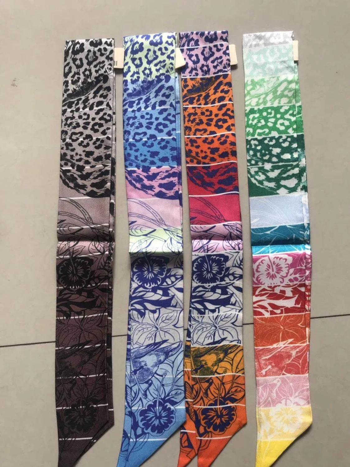 2020 arrival fashion head classic 100% silk scarf 105*6 cm long shawl twill belt strap bag band for women girl lady