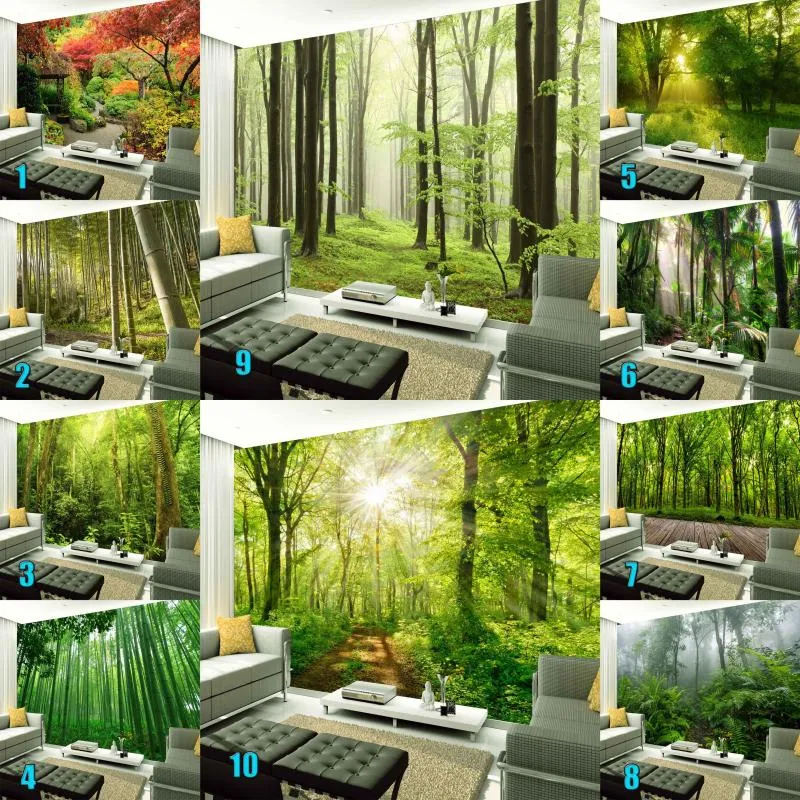 壁紙モダンな自然木の風景壁絵画リビングルームテレビソファーベッドルーム研究家の装飾論文3 D壁紙