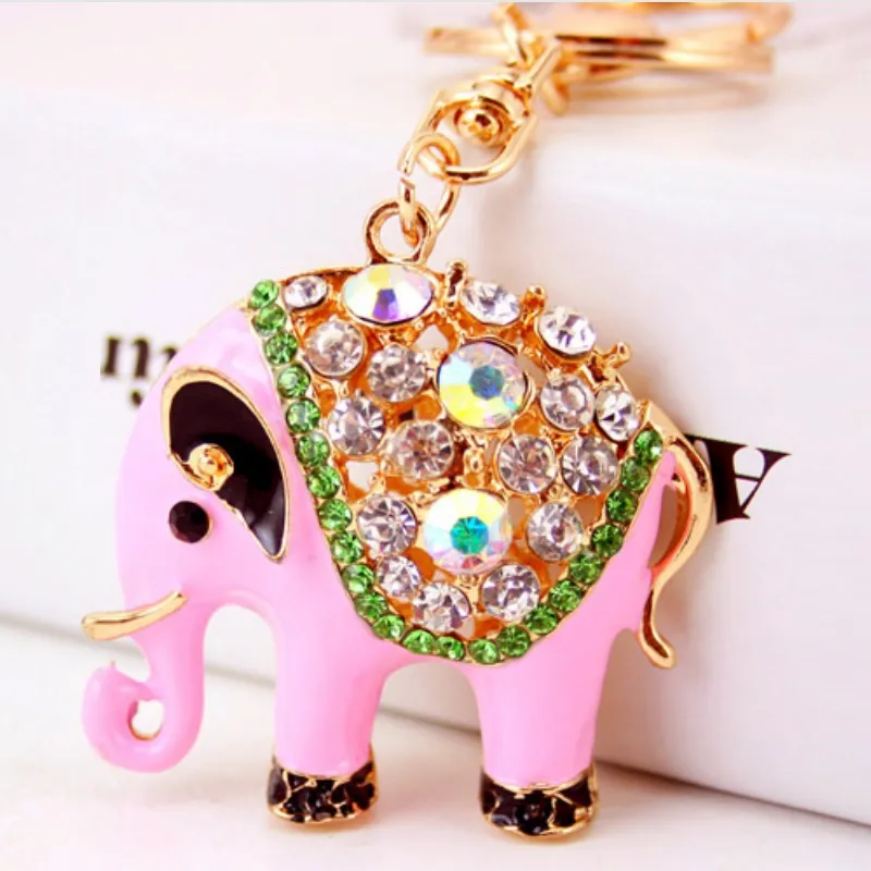 Bling Bling Crystal Breloki Zwierząt Elephant Wisiorek Metal Brelok Keychain Key Breloczek Metalowy Klucz Key Mały prezent