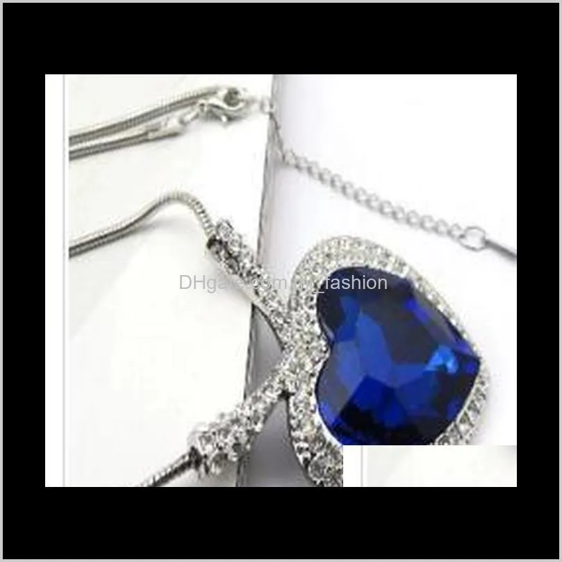 love of heart diamond necklace sapphire crystal chain necklace jack and rose memory necklace ps0756