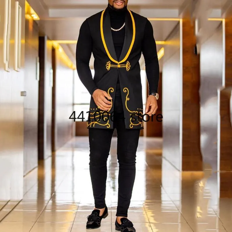Moda étnica moda 2021 homens África terno colete roupas africanas hip hop mangas blazers vestido casual robe africâneine