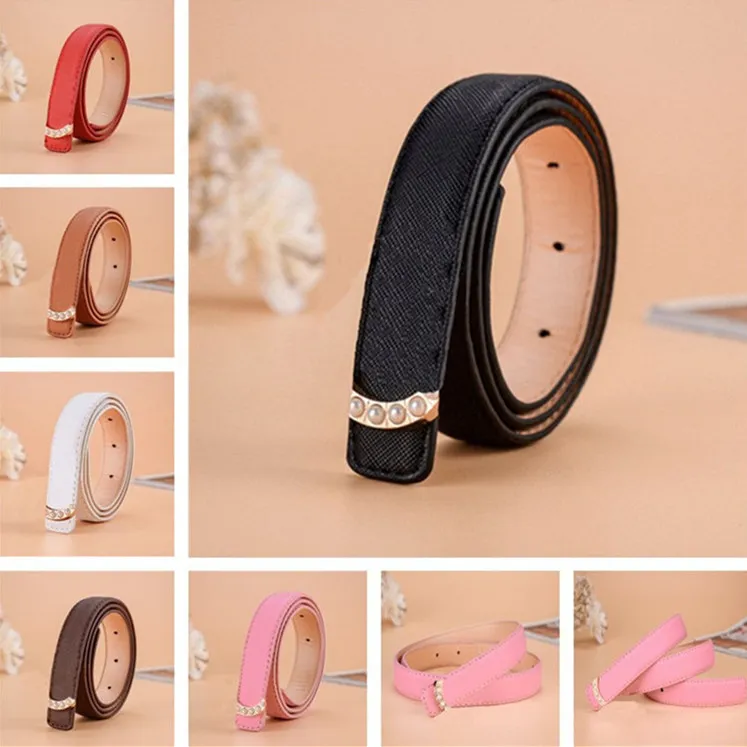 Retail Kids Belts 2022 Mode Barn Classic Pearl Needle Buckle Waistbands Lichee Pattern Teenager Boys Girls Elegant Belt Gift