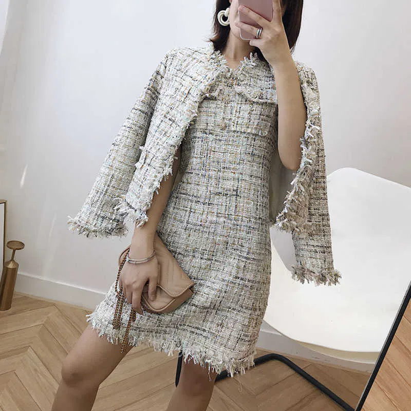 PERHAPS U Womens Tweed Two Piece Sleeveless Tank Tweed Dress And Jacket Set White Mini Tweed Dress T0138 210529 From Lu006 38.69 DHgate.Com