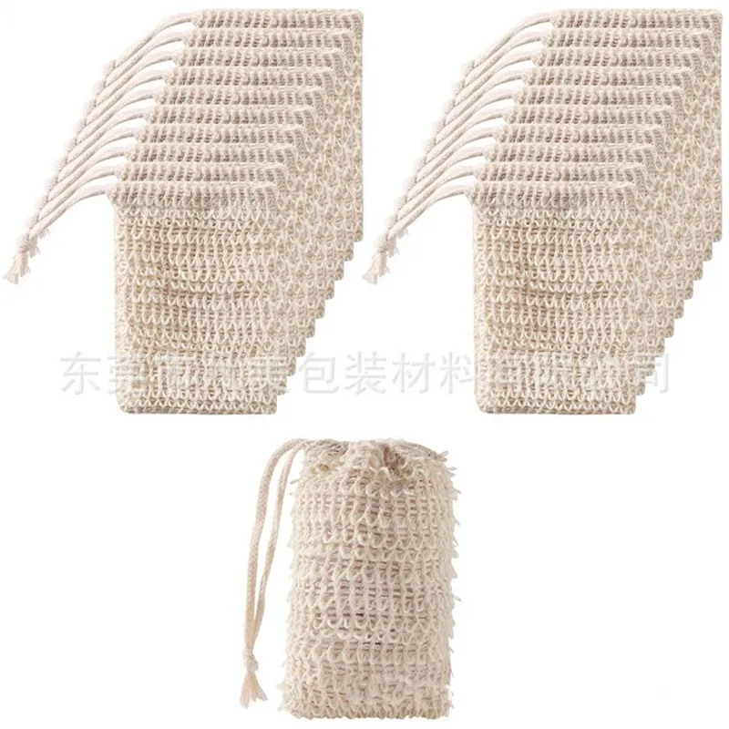 Natural Exfoliating Mesh Soap Saver Sisal Borstels Tas Pouch Houder voor douche Badschuimen en drogen 688 S2