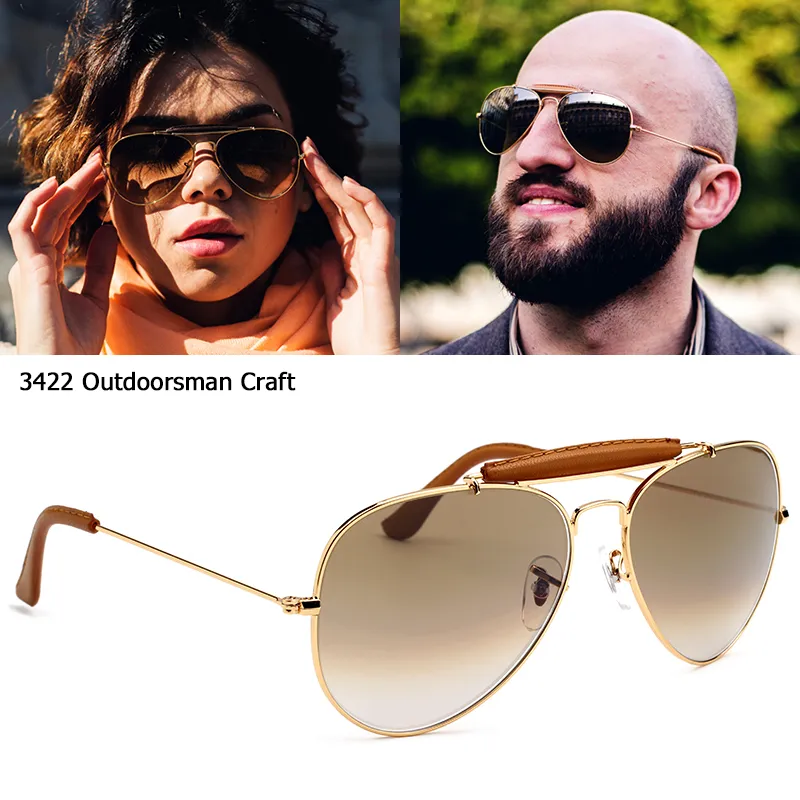 JackJad Vintage classique 3422 OUTDOORSMAN CRAFT Style lunettes De soleil en cuir 2021 marque lentille en verre optique lunettes De soleil De Sol 220216