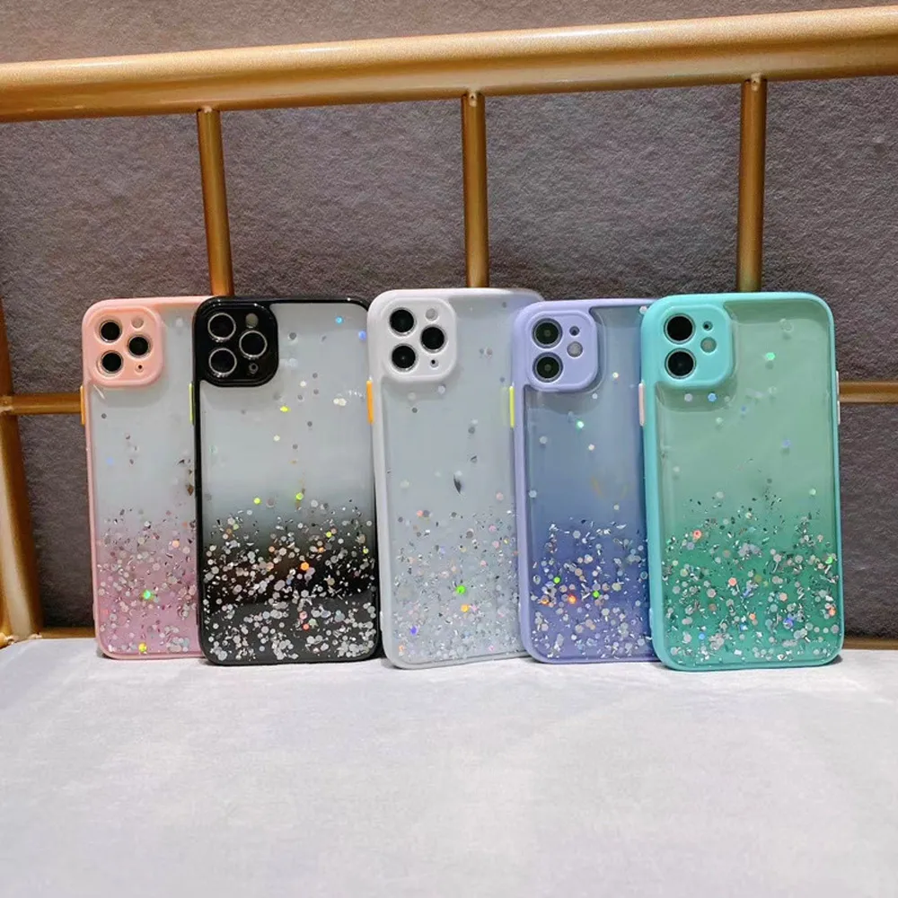 Cassa del telefono Glitter Star TPU custodie trasparenti per iPhone 13 12 11 xr xs max Cover posteriore con paillettes brillanti SE2020