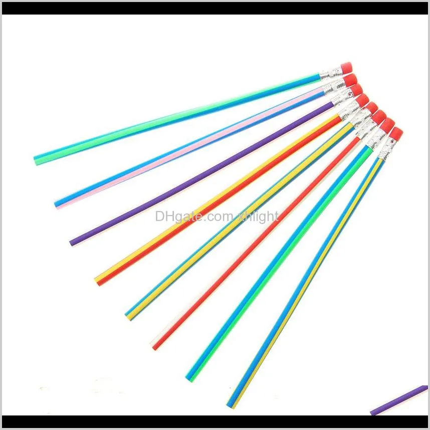 2020 korea cute flexible soft pencil with eraser school stationery colorful magic bendy pencils student school office writing supplies
