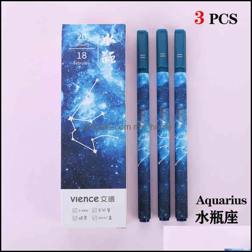 Gel ballpoint ren refill Lote de 3 bolgrafos constelacin para nia bolgrafo tinta negra estrellada 0 5mm regalo papelera J0901