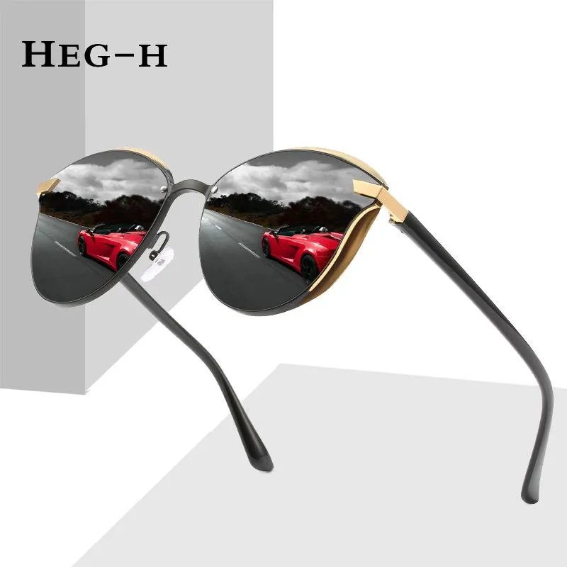 HEG-H 2021デザイン猫の目の偏光サングラス男性女性エレガントなサングメガネ女性運転アイウェア