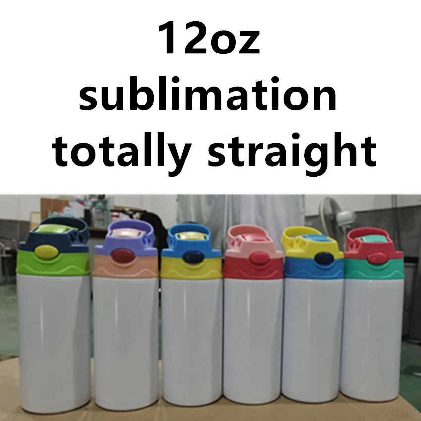 TOTALLY STRAIGHT 12 oz Sublimation Kids Mugs Wholesale Stainless Steel Water Bottles Double Insulated Tumblers Heat Transfer Sports Chlidren Drinking Cups A12