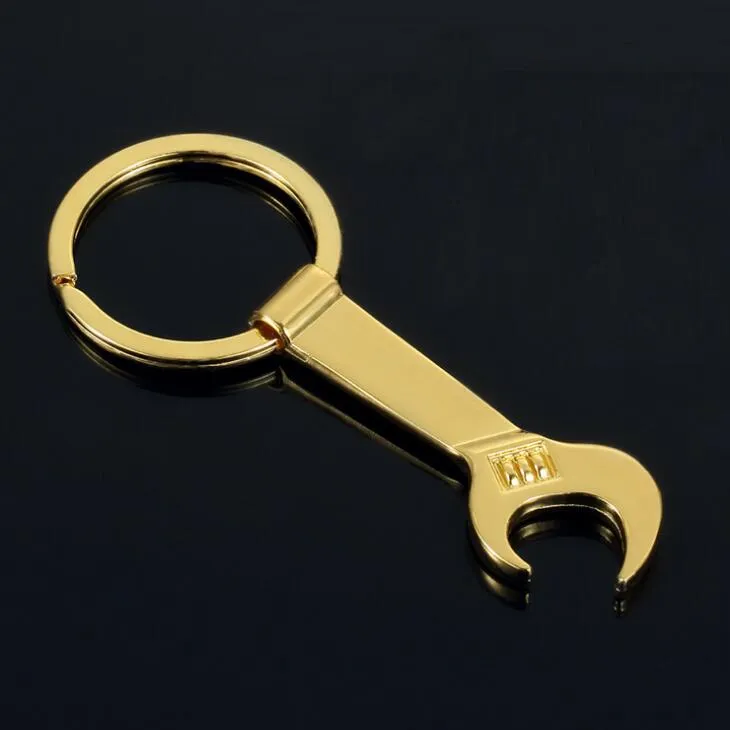 8.5*3.2cm Tool Metal Wrench Spanner Lever Bottle Opener Key Chain Keyring Gift Silver Gold LX2184
