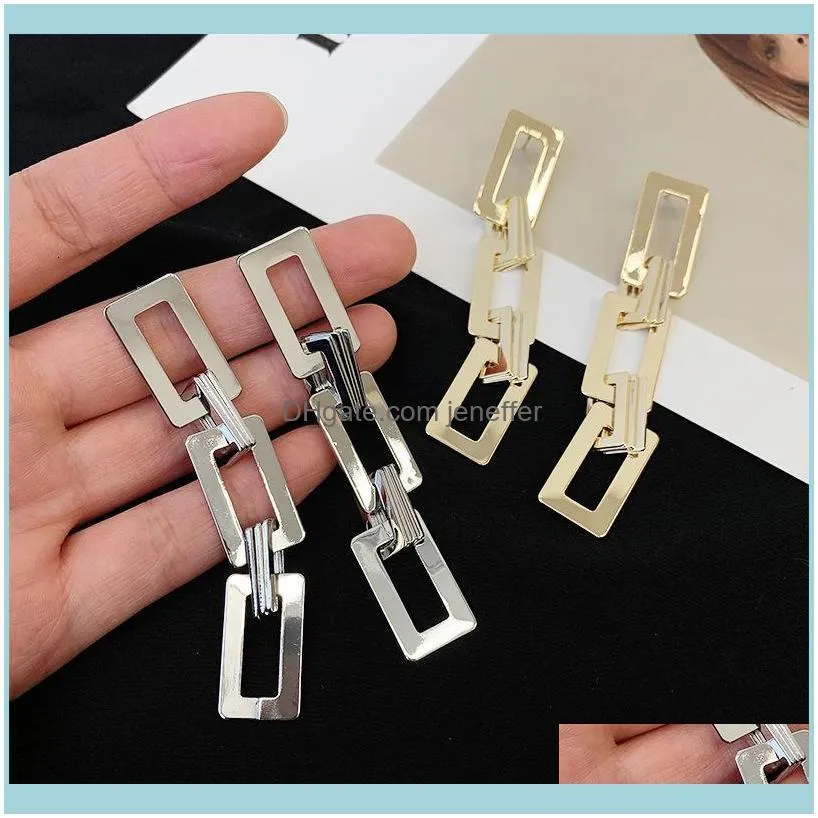 high-grade indelible earrings, geometric real gold Long electroplating cool style earrings