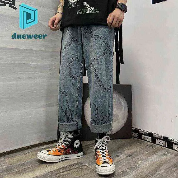 Dueweer-calas jeans limitas masculinas linha primavera e vero estilo baggy plus size cintura alta 0309