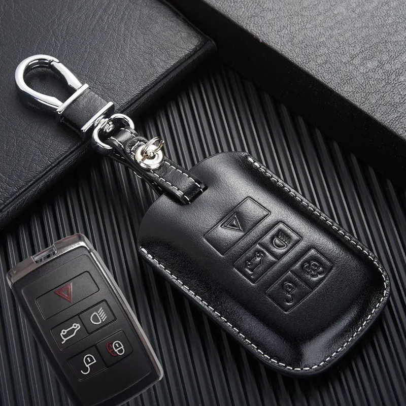 Genuine Leather Key Case for Land Rover 2021 Discovery 5 Range Rover Sport Defender 2 Key Cover Remote Control Fob Keychain317O