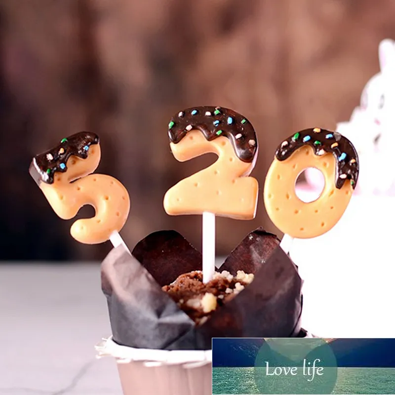 Alta Imitação 1PC Biscoitos de Chocolate Números Velas de Aniversário Velas Para Crianças Bebê Show Cupcake Topper Decor 11.5cm Preço de Fábrica Especialista Qualidade Mais Recente
