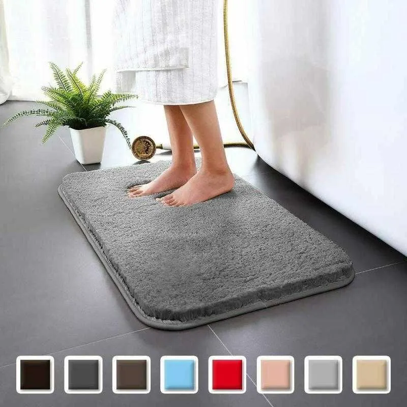 Tapis de salle de bain Tapis de bain anti-dérapant Tapis et tapis de salle de douche extérieure Chenille Tapis de sol de salle de bain Tapis de porte de toilette absorbant 210622