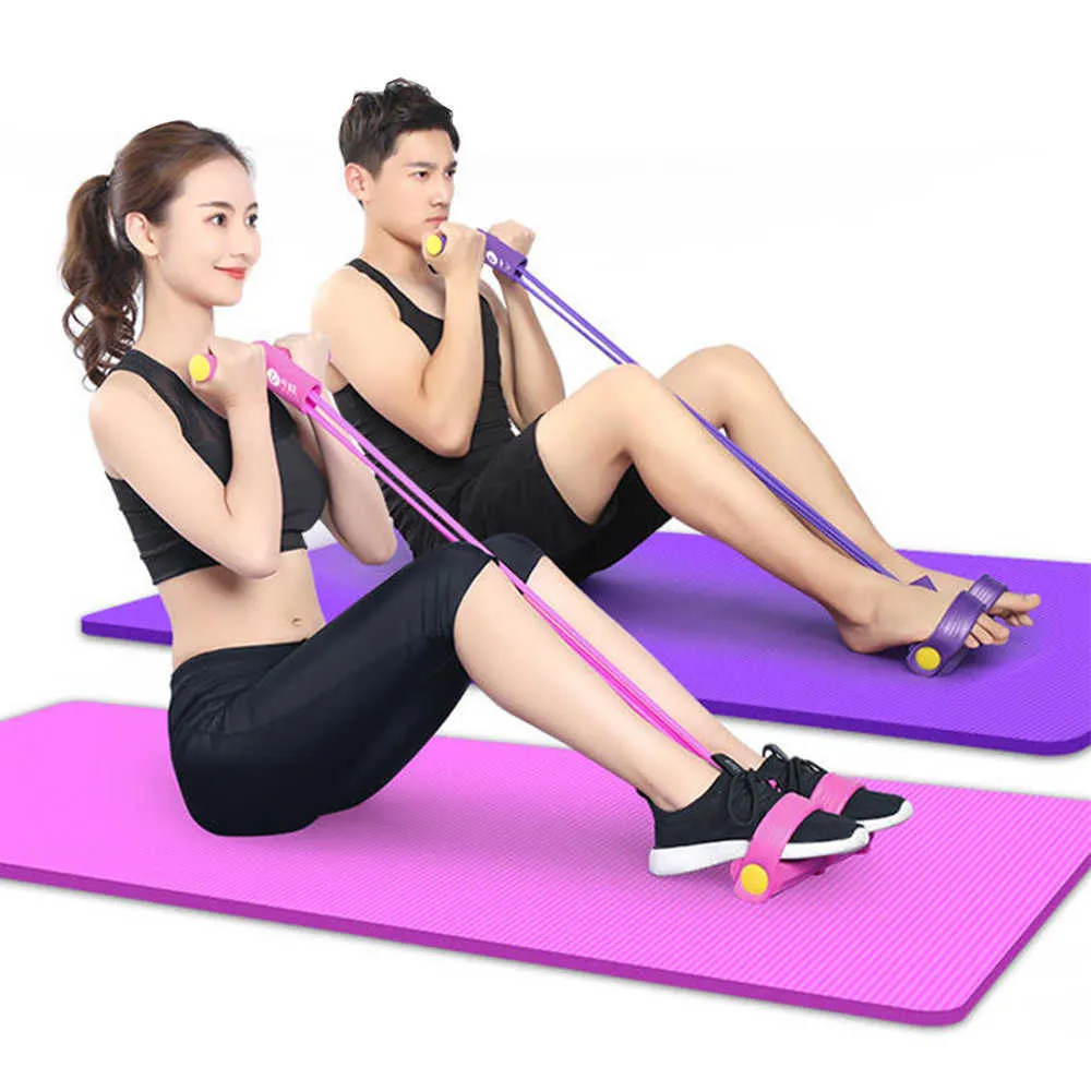 Fitness dra rep 4 rörpedalmotståndsband Naturlig latex sit-ups fitness extender elastisk band yoga motion dra rep h1026