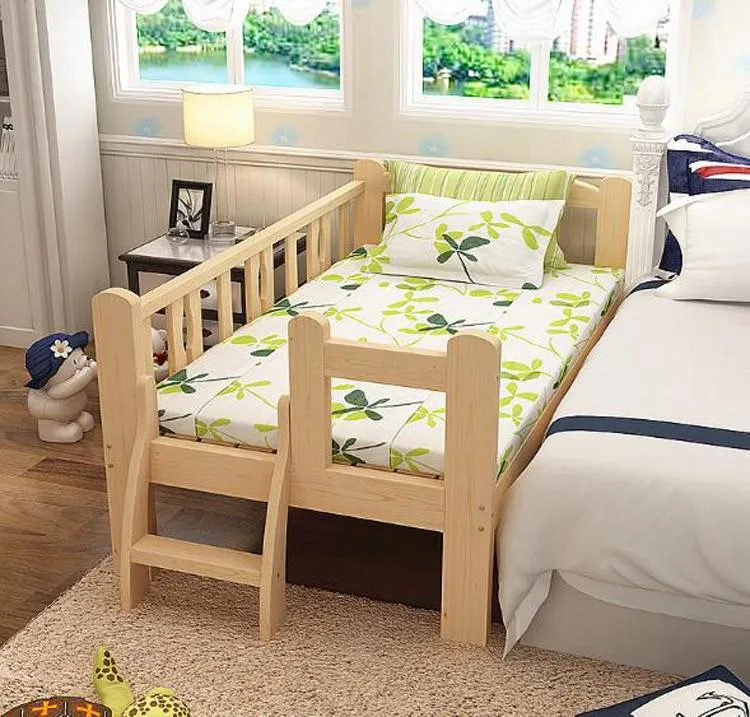 Baby Cribs Solid Wood Toddler Bed With Guardrail Small Infant Bedside