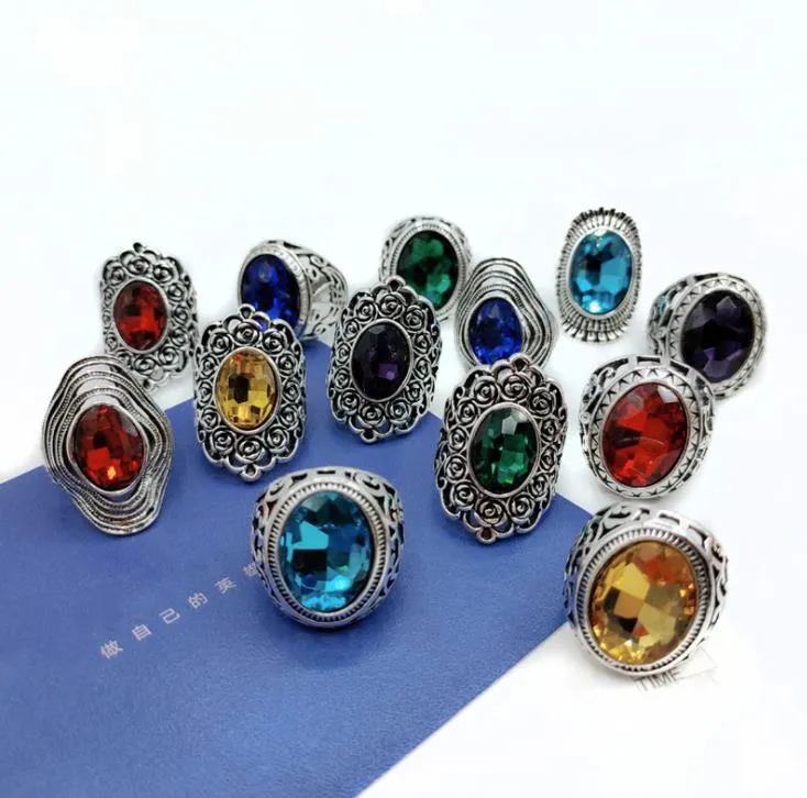 Wholesale 50pcs Mix Lot Antique Silver Rings Mens Womens Vintage Gemstone Jewelry Party Ring Ing Ring Free Ship