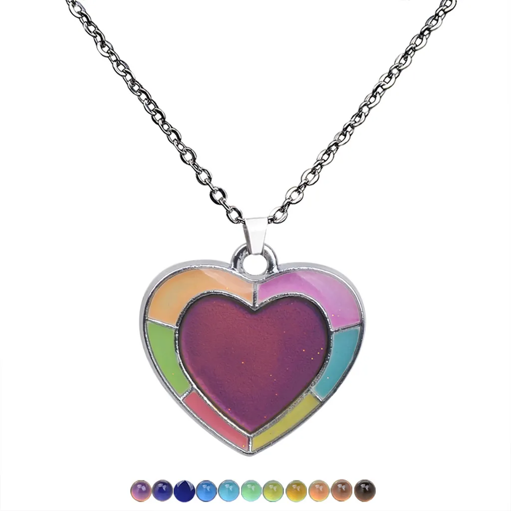 Heart Color Changing Temperature sensing necklace pendant women Children necklaces Fashion jewelry will and sandy