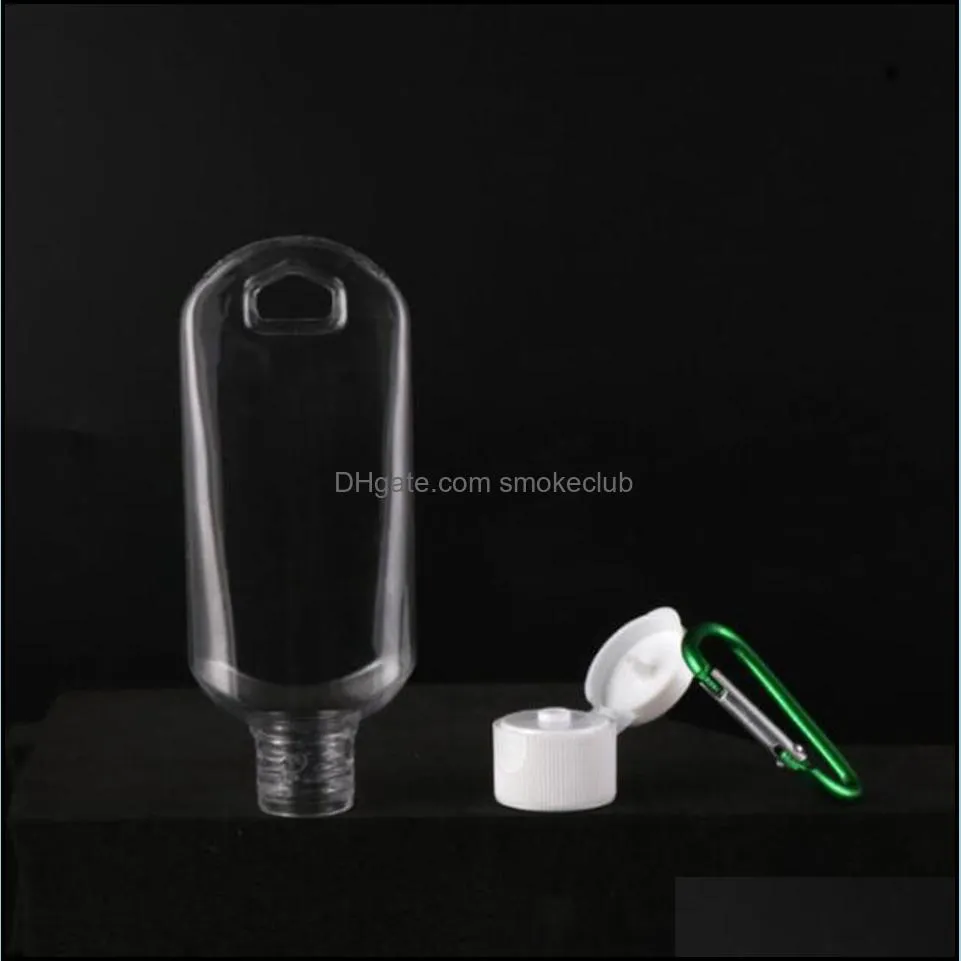 Hand Sanitizer Refillable Bottle 50ML Clear Plastic Disinfection Alcohol Portable Empty Bottles with Hook Key Ring OOA8335