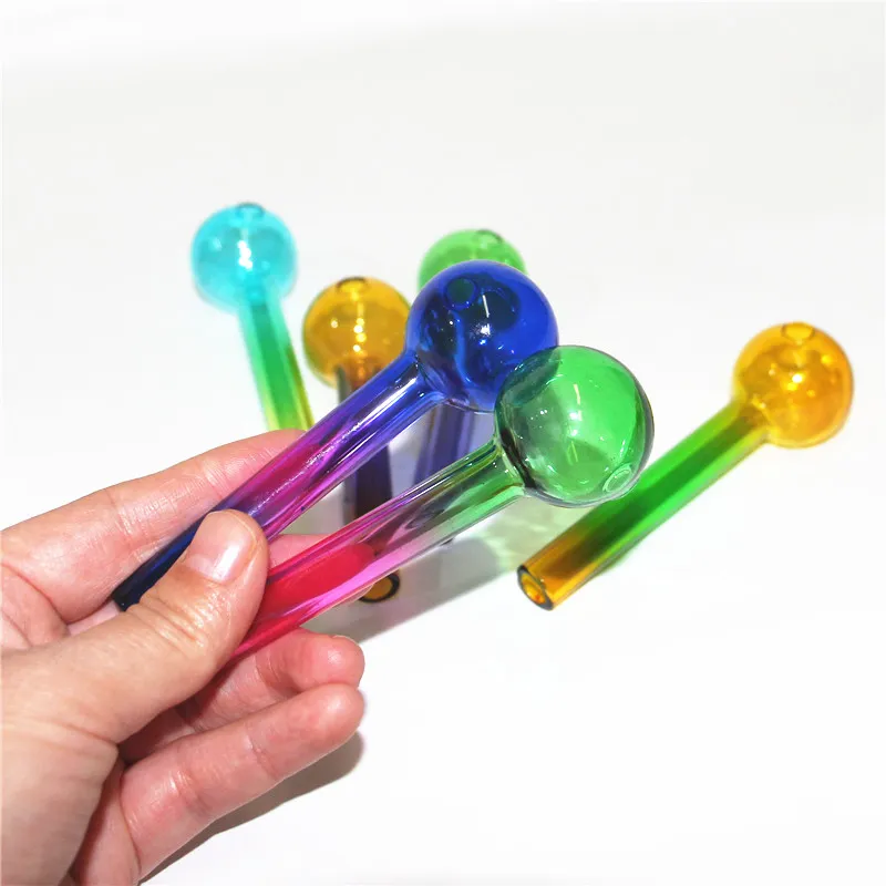 Colorful Pyrex Glass Oil burner Pipes 4 inch Tobacco Dry Herb Smoking Hand Bubblers dab straw pipe watter bong hookah dabber tool