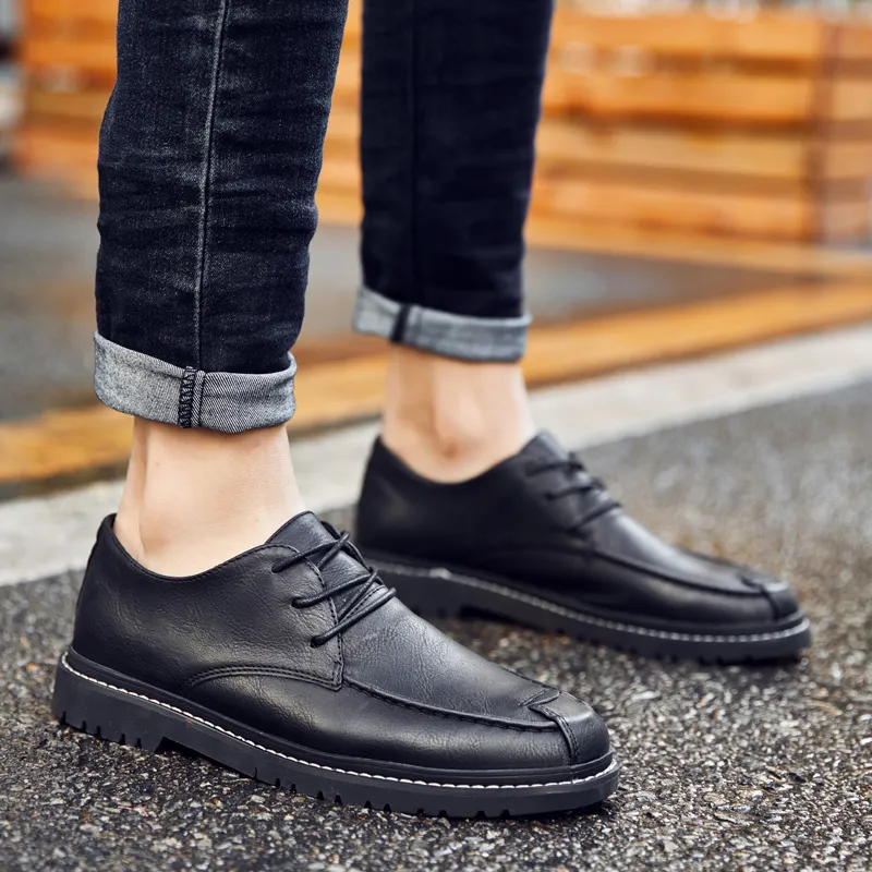 Mens Leather Cheap Mens Dress Shoes 2021 Korean Trendy British