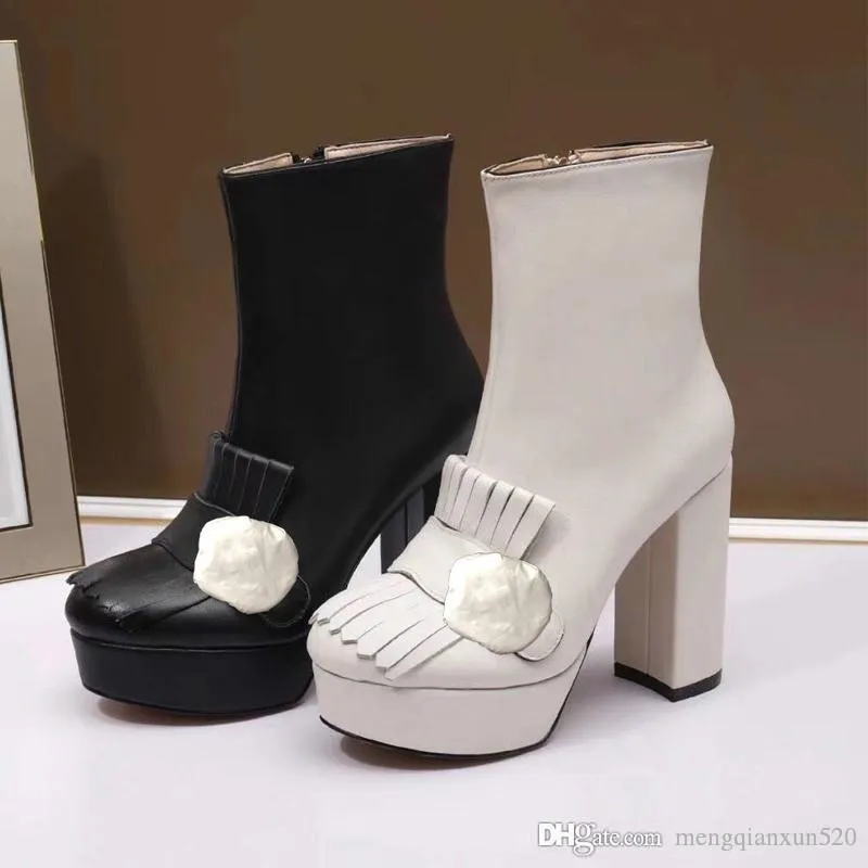 Buty chelsea na wysokim obcasie dla projektanta Miękka skóra bydlęca Jesień Zima Gruby obcas Kobiety Buty 100% Prawdziwa skóra Zamek Moda Metalowa klamra Lady Obcasy 10 cm