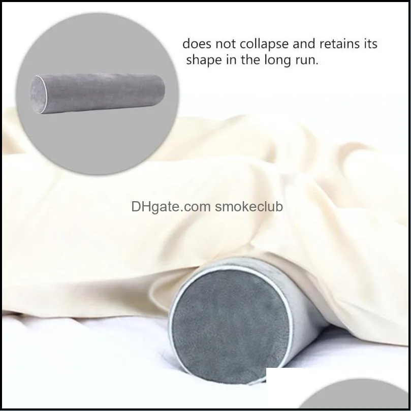 Pillow Memory Foam Gray Women`s Men`s Neck Roll Cylindrical Cervical Waist Support Slow Rebound Round