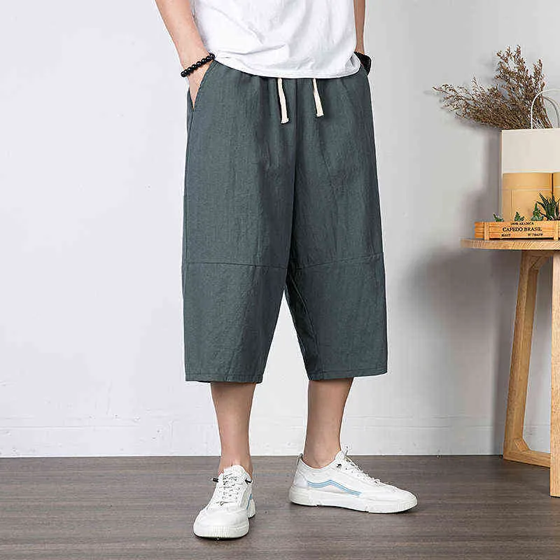 Summer plus men casual home Pants cotton linen Chinese style trousers large size 8XL wide leg Comfortable straight Pant blue G1209