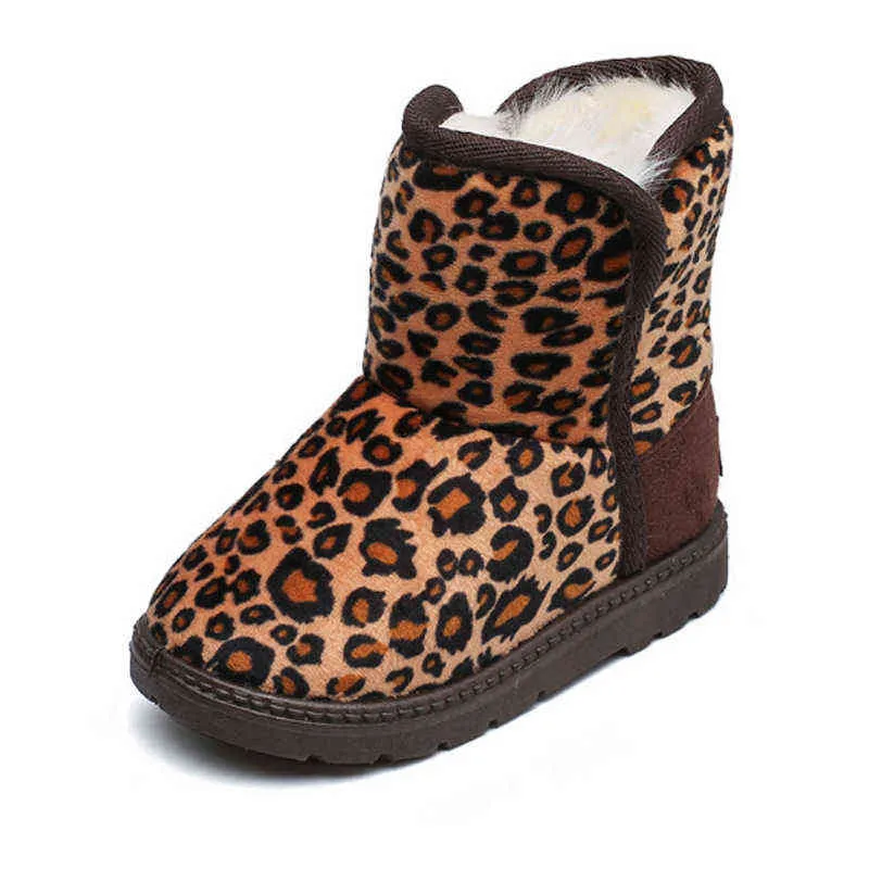 Mode stövlar barn barn baby flickor pojkar leopard vinter varm kort stövlar casual skor barnskor drop 211108