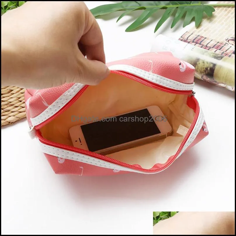 Waterproof Fashion Bag Cosmetic Bag PU Makeup Organizer Travel Square Flamingo Storage Bags Travel Cosmetic Pouch Toiletry Organizer