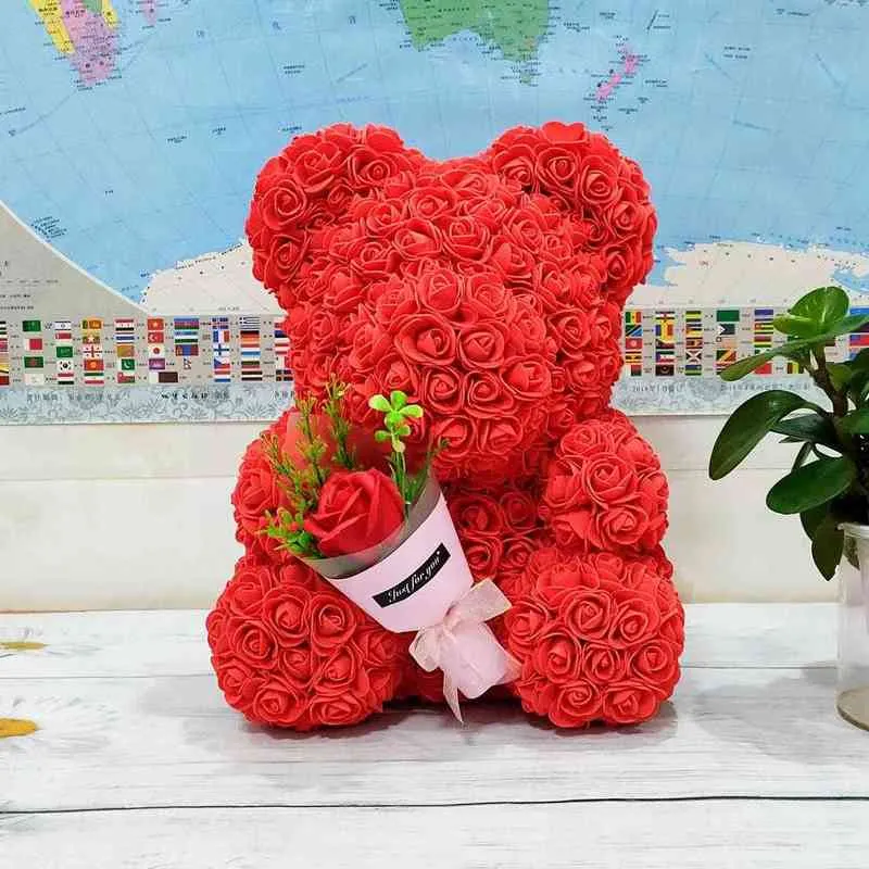 Artificial Flowers Eternal Rose Teddy Bear Flower Valentines Day